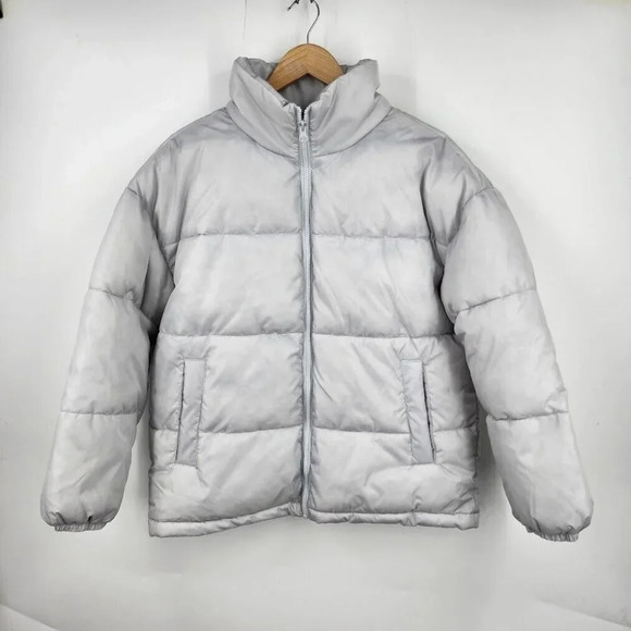 BP Nordstrom Puffer Warm Oversized Long Sleeve Jacket in Grey Quiet Size S NWT - Picture 1 of 11